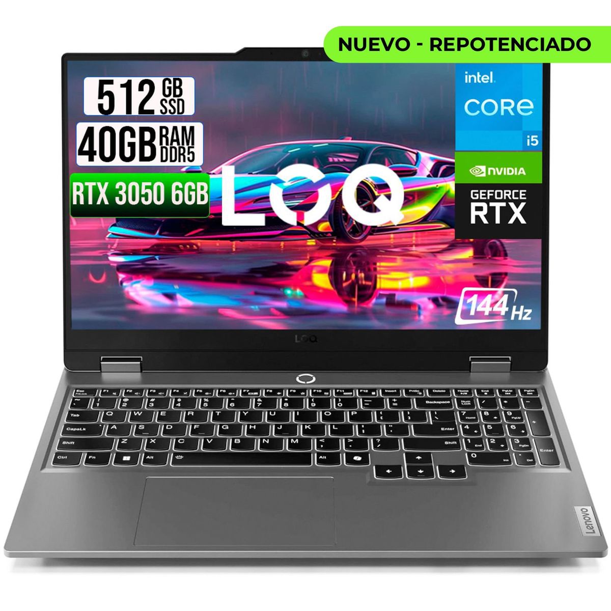 LENOVO - PORTATIL LENOVO LOQ 15IAX9 INTEL CORE I5 12450HX SSD 512GB RAM 40GB RTX 3050 6GB