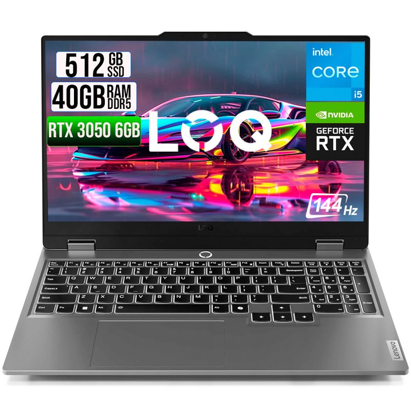 LENOVO - PORTATIL LENOVO LOQ 15IAX9 INTEL CORE I5 12450HX SSD 512GB RAM 40GB RTX 3050 6GB