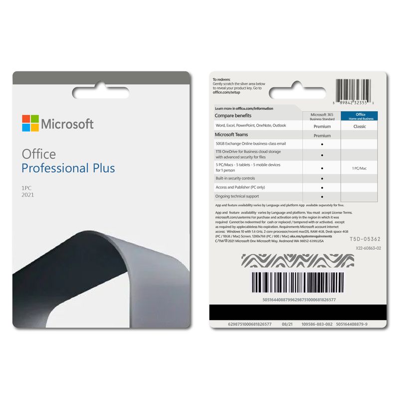 MICROSOFT - Microsoft Office 2021 Professional Plus RETAIL I Tarjeta Fisica