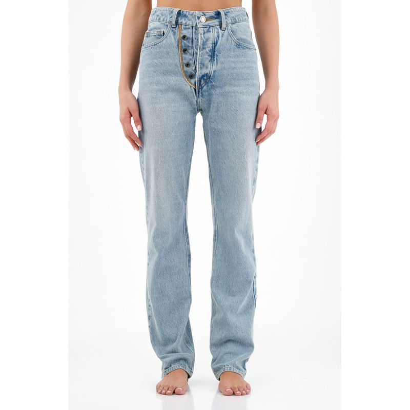TENNIS - Jean con botones expuestos azul para mujer