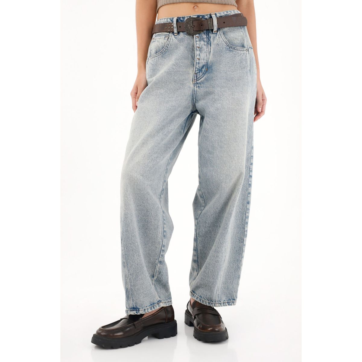 TENNIS - Jean Horseshoe de tiro bajo azul para mujer