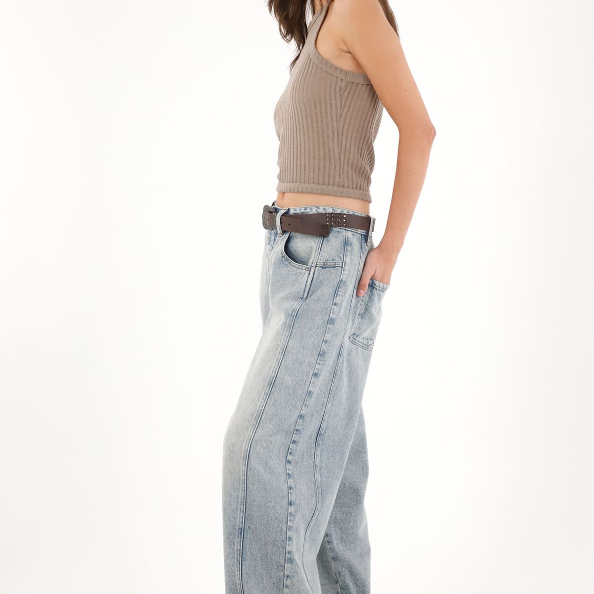 TENNIS - Jean Horseshoe de tiro bajo azul para mujer