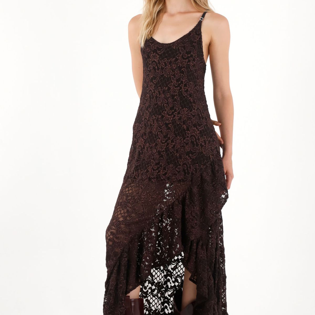 TENNIS - Vestido largo café con boleros para mujer