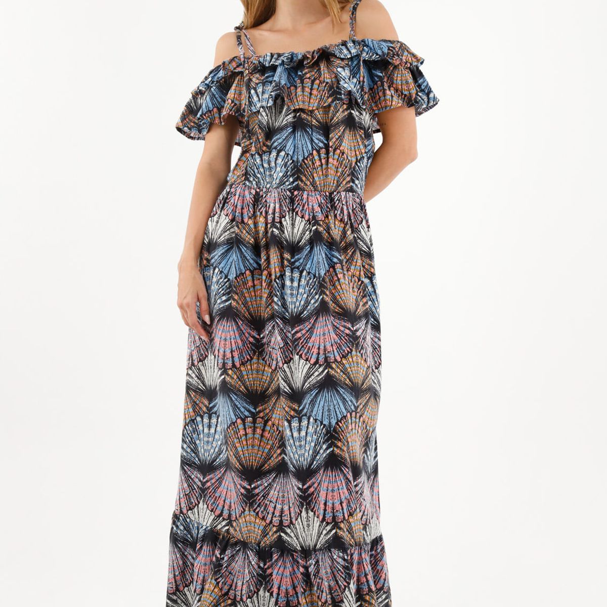 TOPMARK - Vestido estampado con boleros decorativos para mujer