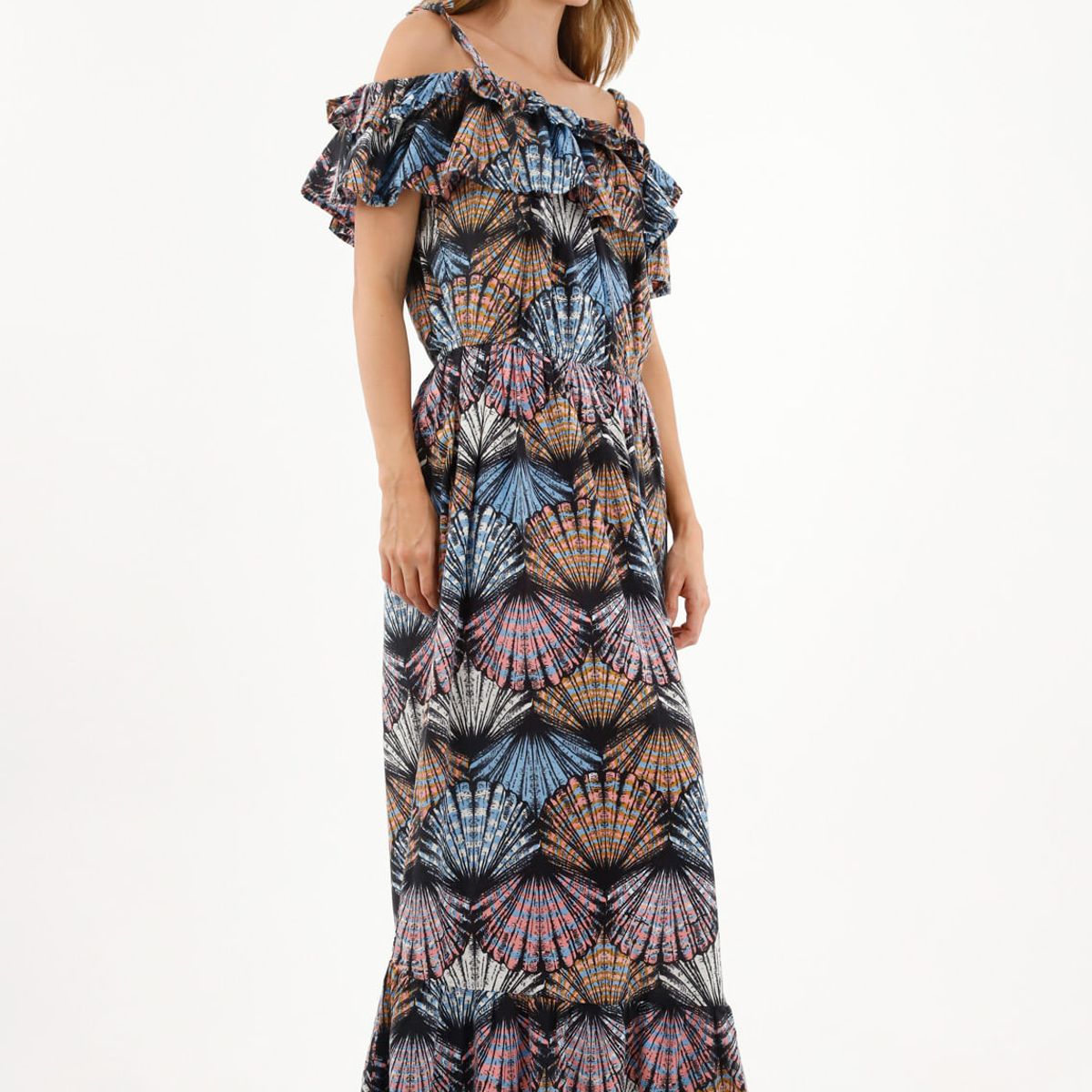 TOPMARK - Vestido estampado con boleros decorativos para mujer