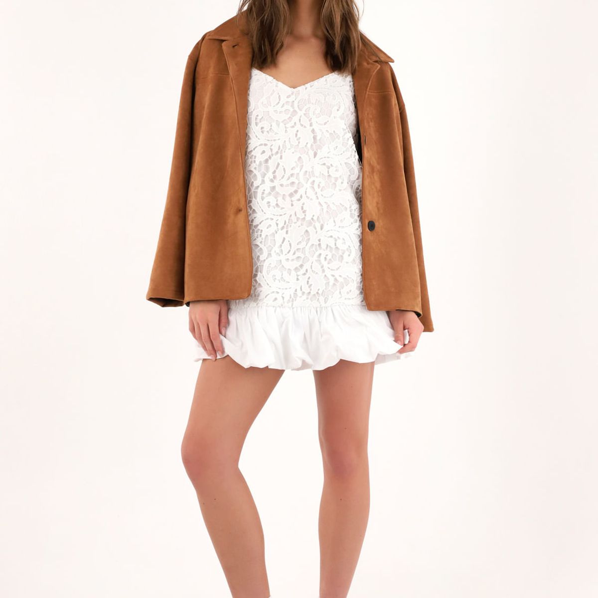 TENNIS - Vestido corto con ruedo englobado crudo para mujer