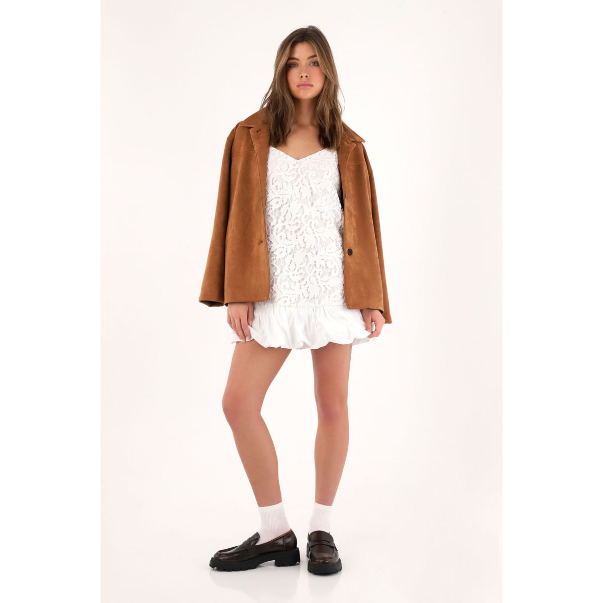 TENNIS - Vestido corto con ruedo englobado crudo para mujer