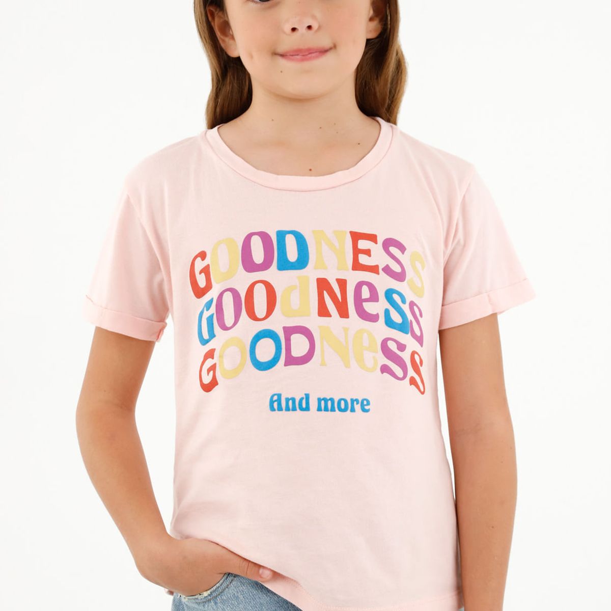 TENNIS - Camiseta básica rosada estampada para niña