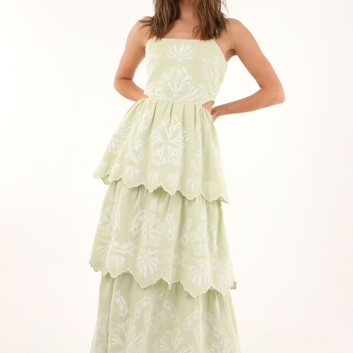 TENNIS - Vestido largo con boleros verde para mujer