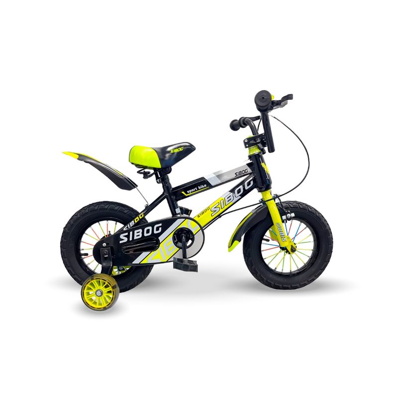 GENERICO - Bicicleta Infantil Rin 12 Amarilla con Rueda de Aprendizaje-Liviana y Segura