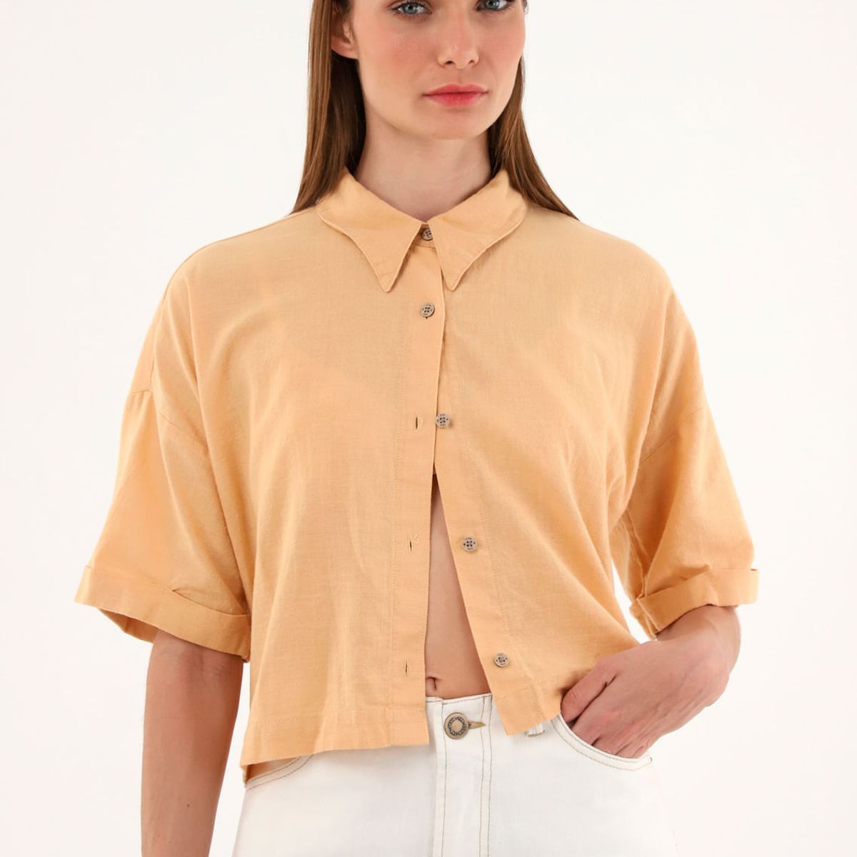 TENNIS - Camisa manga corta naranja para mujer