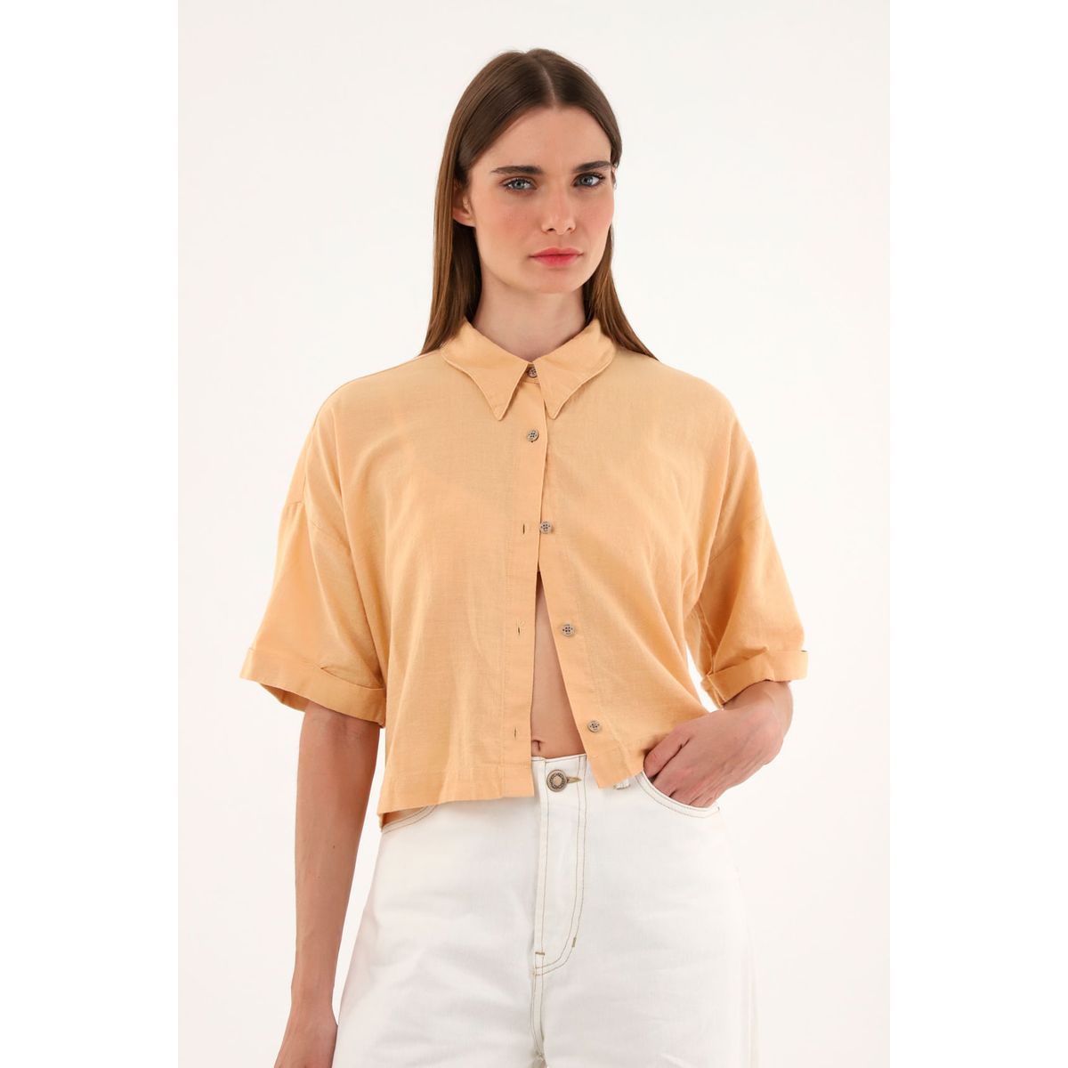 TENNIS - Camisa manga corta naranja para mujer