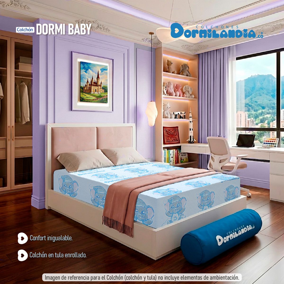 DORMILANDIA - Colchón Sencillo Espumado 100x190 Para Niños Enrollado En Tula Confortable