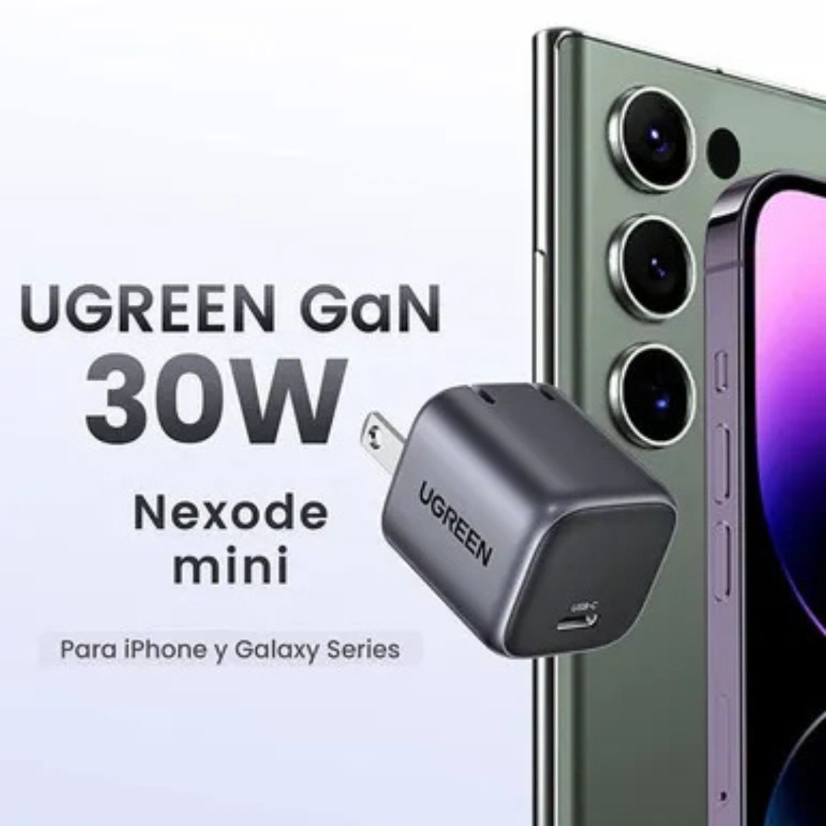 UGREEN - Cargador Rápido Plegable Ugreen 90901 Nexode Usb-c 30w Gan