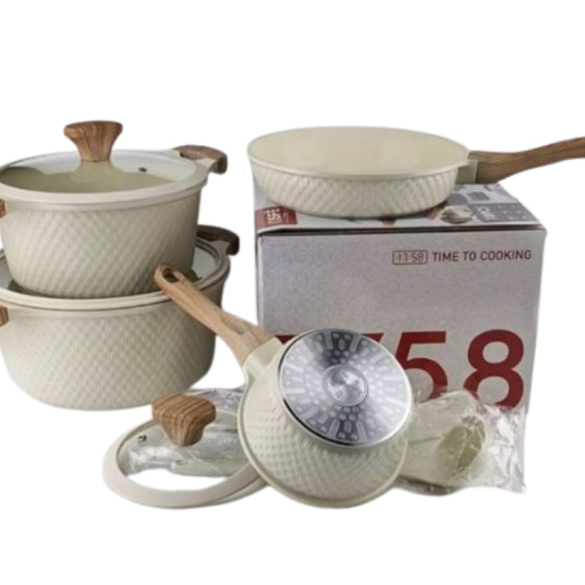 ZHOPI CO - Juego De Ollas Y Sarten En Granito Ceramica 10 Piezas Antiadherente