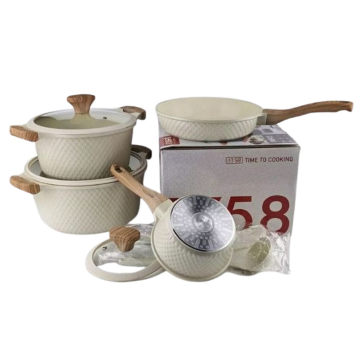 ZHOPI CO - Juego De Ollas Y Sarten En Granito Ceramica 10 Piezas Antiadherente