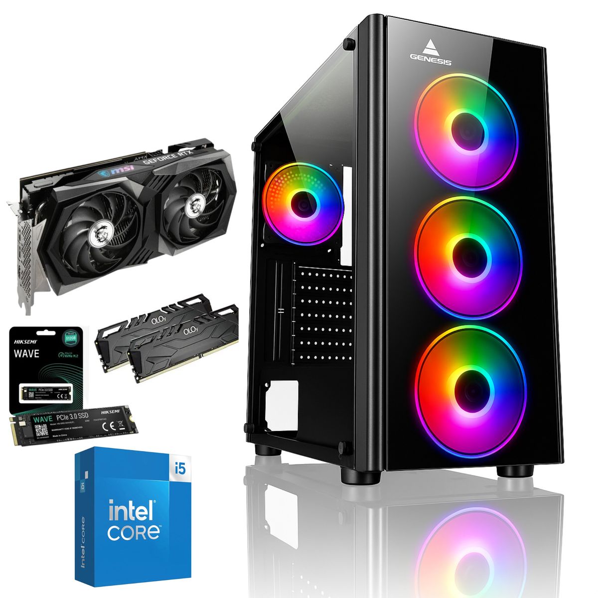 INTEL - Pc Torre Gamer Cpu Core I5 14400 16ram 512 Ssd Rtx 5060 16gb Gama alta