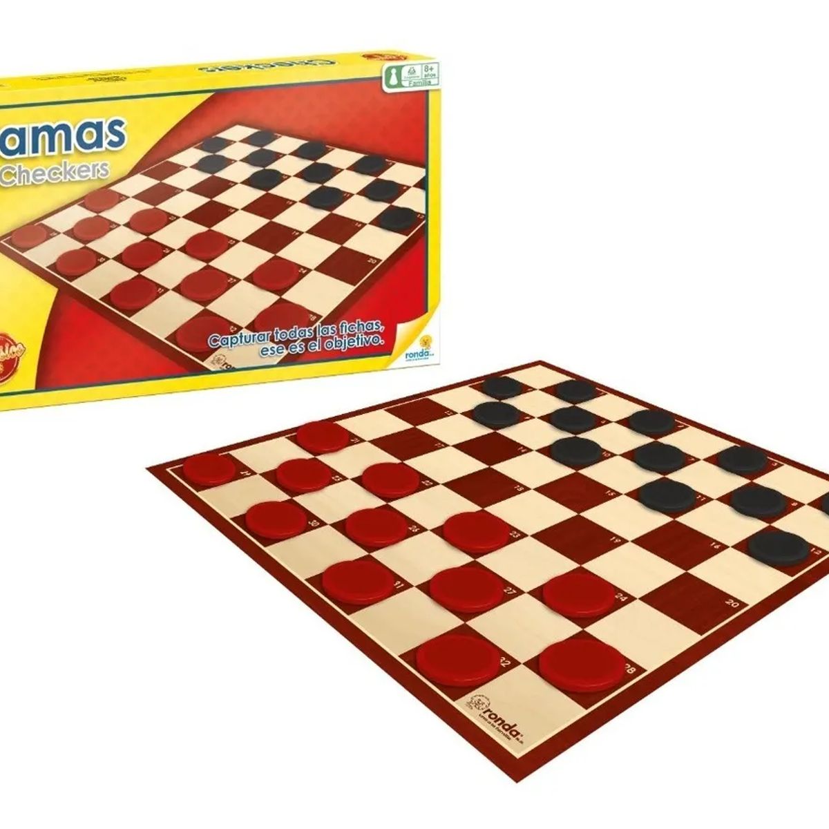 RONDA - Juego De Mesa Damas Clásico Con Tablero Para Familia
