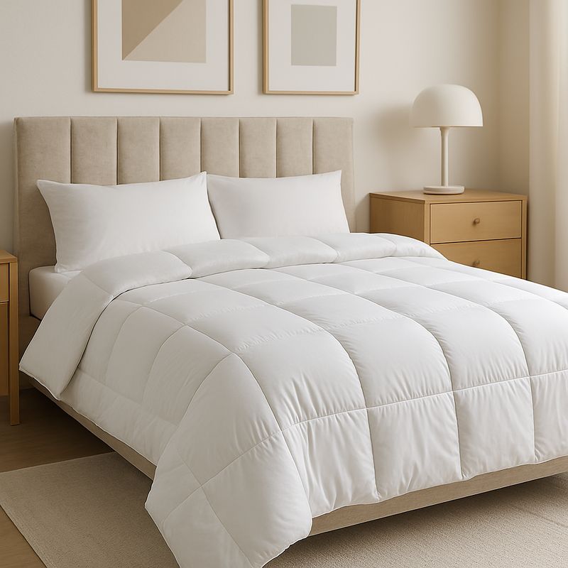 GENERICO - Plumón Blanco para Cama Doble + Protector de Colchón 140x190