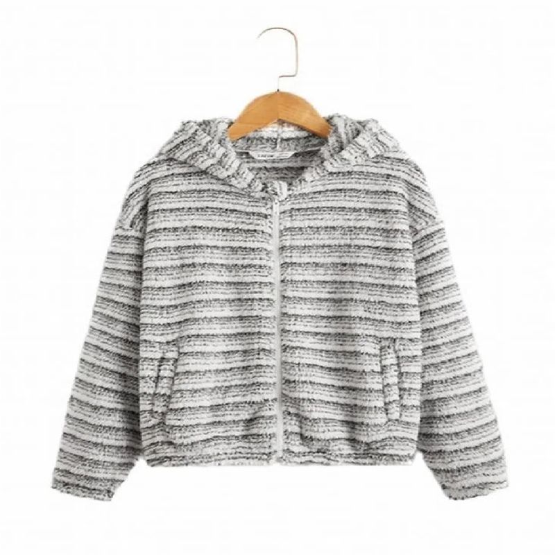 100 - Chaqueta teddy de rayas con bolsillos
