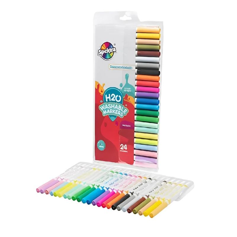 SPECTRA - Set 24 Marcadores Lavables Spektra Colores Vibrantes Niños