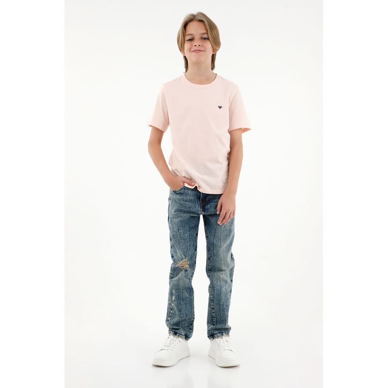 TENNIS - Camiseta rosada manga corta para niño