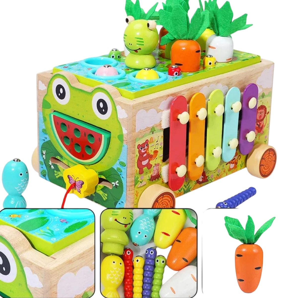 GENERICO - Carro Arrastre Juguete estimulacion Niños Didactico Madera