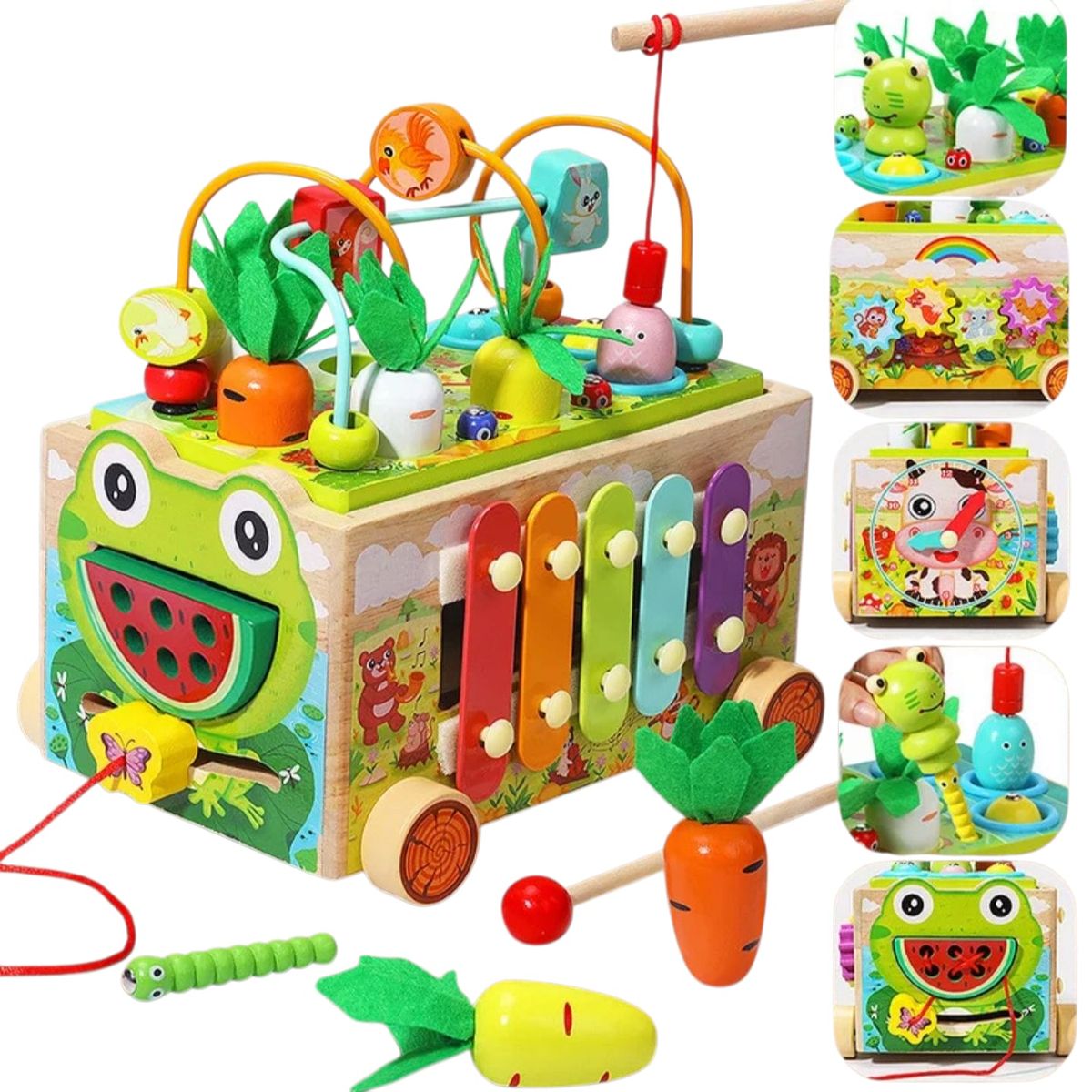 GENERICO - Carro Arrastre Juguete estimulacion Niños Didactico Madera