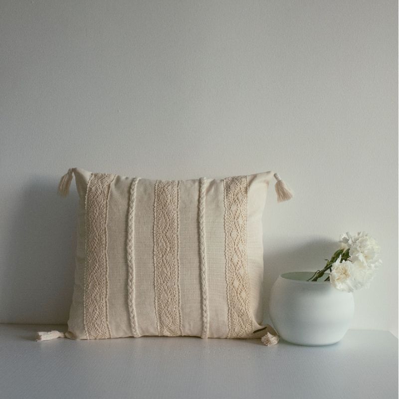 NOSSARENA - Funda de Cojin bohemio color beige 50x35cm