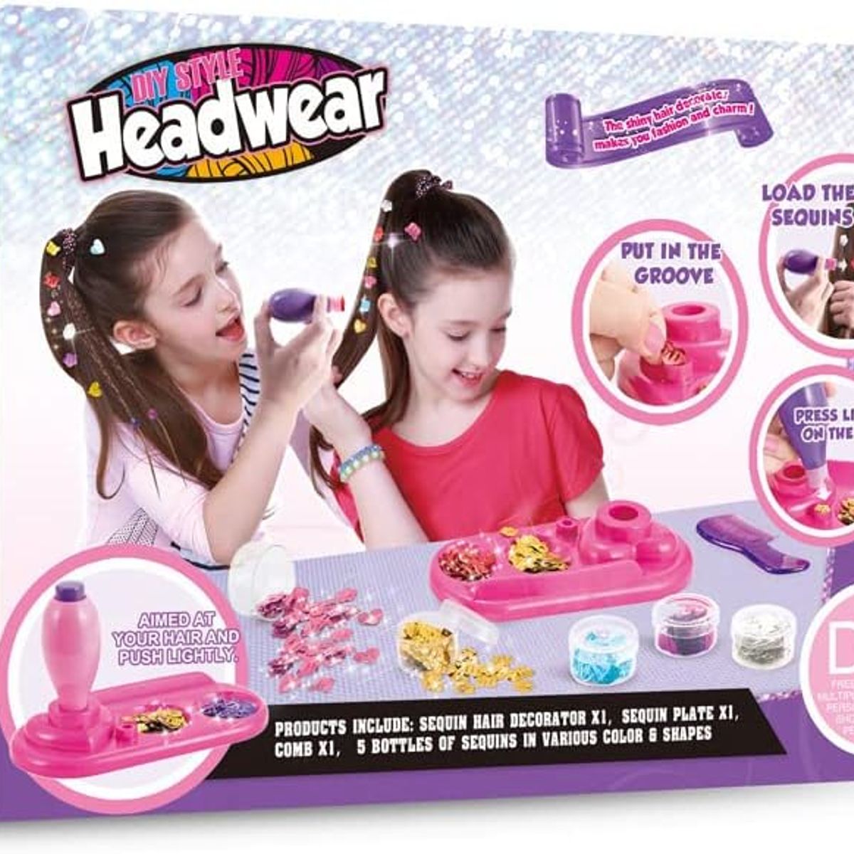 JUGANDO Y EDUCANDO - Juego Decoración De Cabello Con Lentejuelas Para Niñas