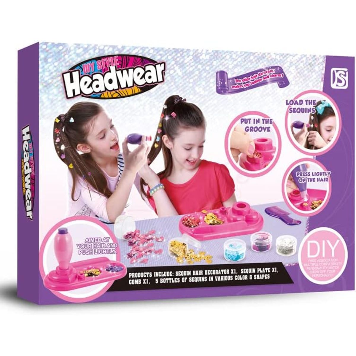 JUGANDO Y EDUCANDO - Juego Decoración De Cabello Con Lentejuelas Para Niñas