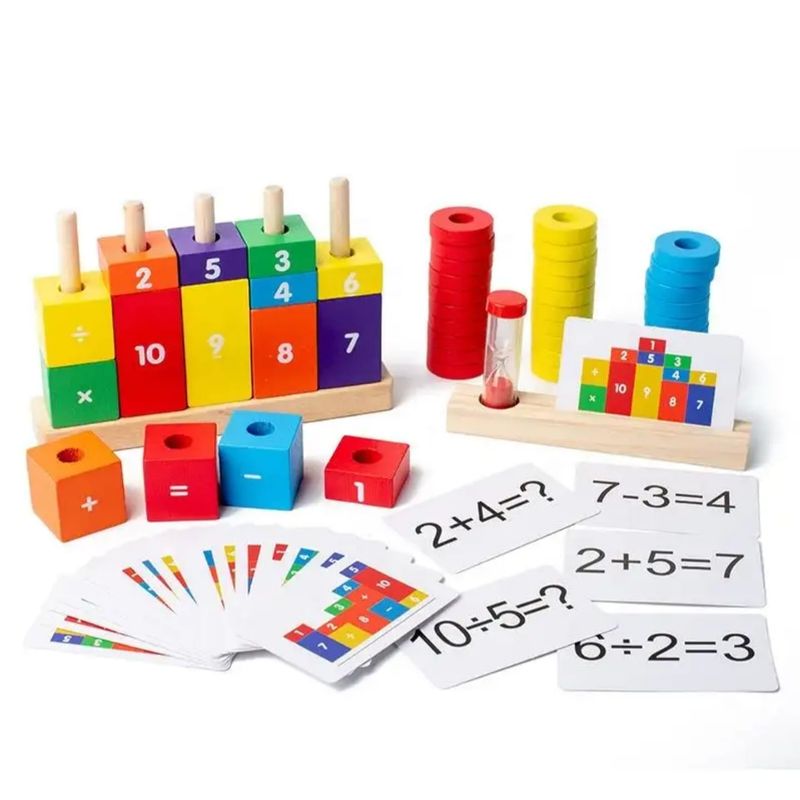 GENERICO - Juego Aprendizaje Bloques De Numeros Matematicos Montessori