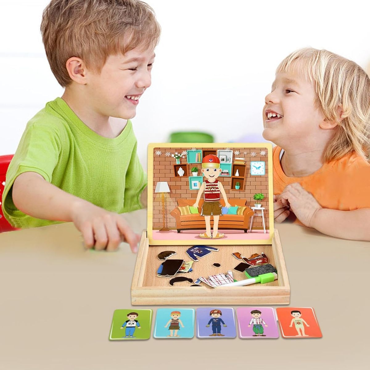 JUGANDO Y EDUCANDO - Juego Rompecabezas Vistiendo Personajes Magnéticos Niños