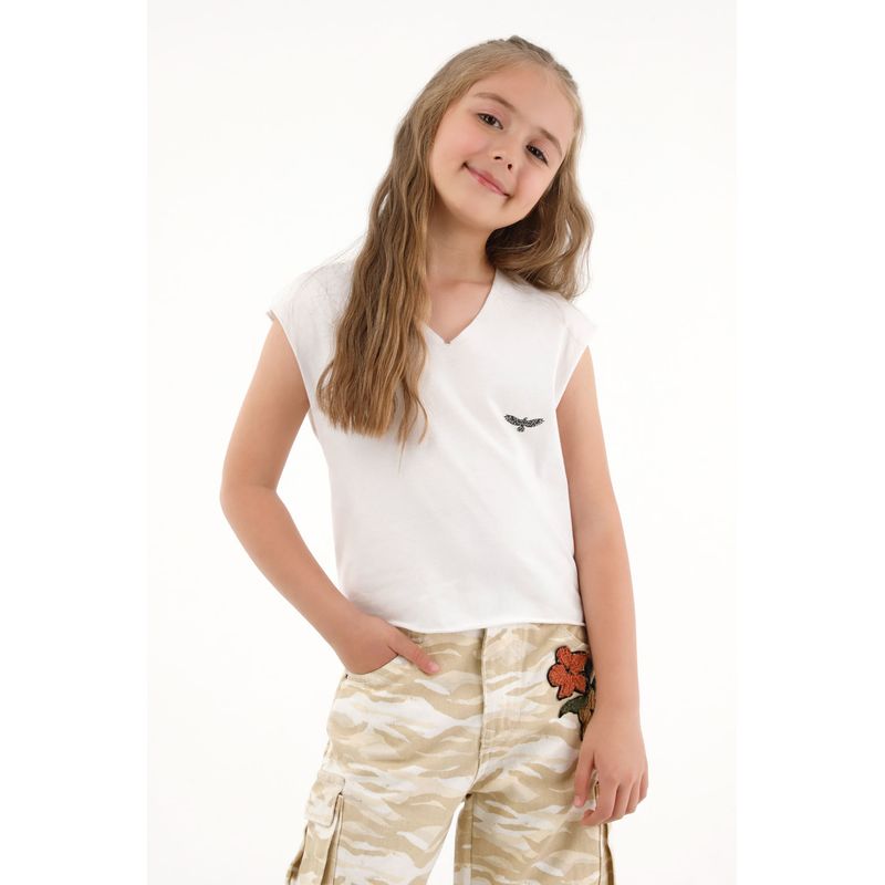 TENNIS - Camiseta blanca con estampado en espalda para niña