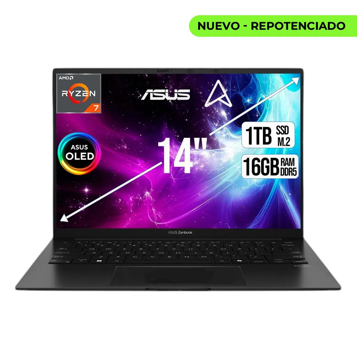 ASUS - PORTATIL ASUS ZEMBOOK AMD RYZEN 7-8840HS SSD 1TB RAM 16GB 14 OLED