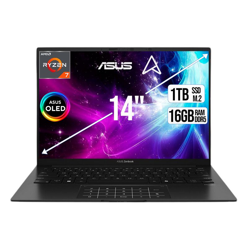 ASUS - PORTATIL ASUS ZEMBOOK AMD RYZEN 7-8840HS SSD 1TB RAM 16GB 14 OLED