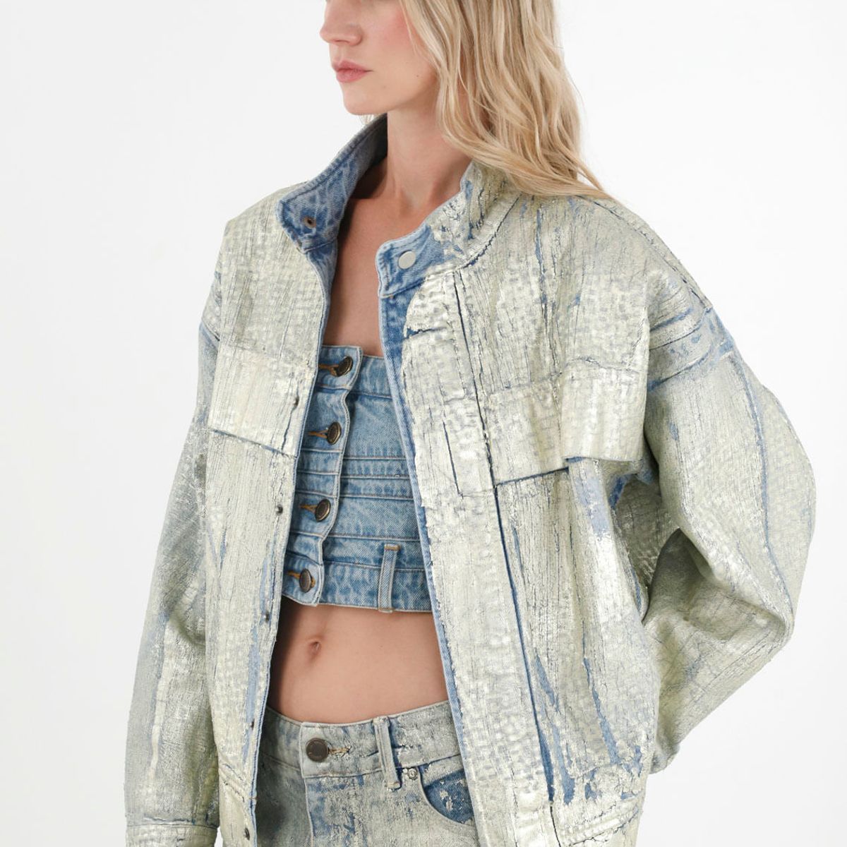 TENNIS - Chaqueta efecto metalizado oversize para mujer