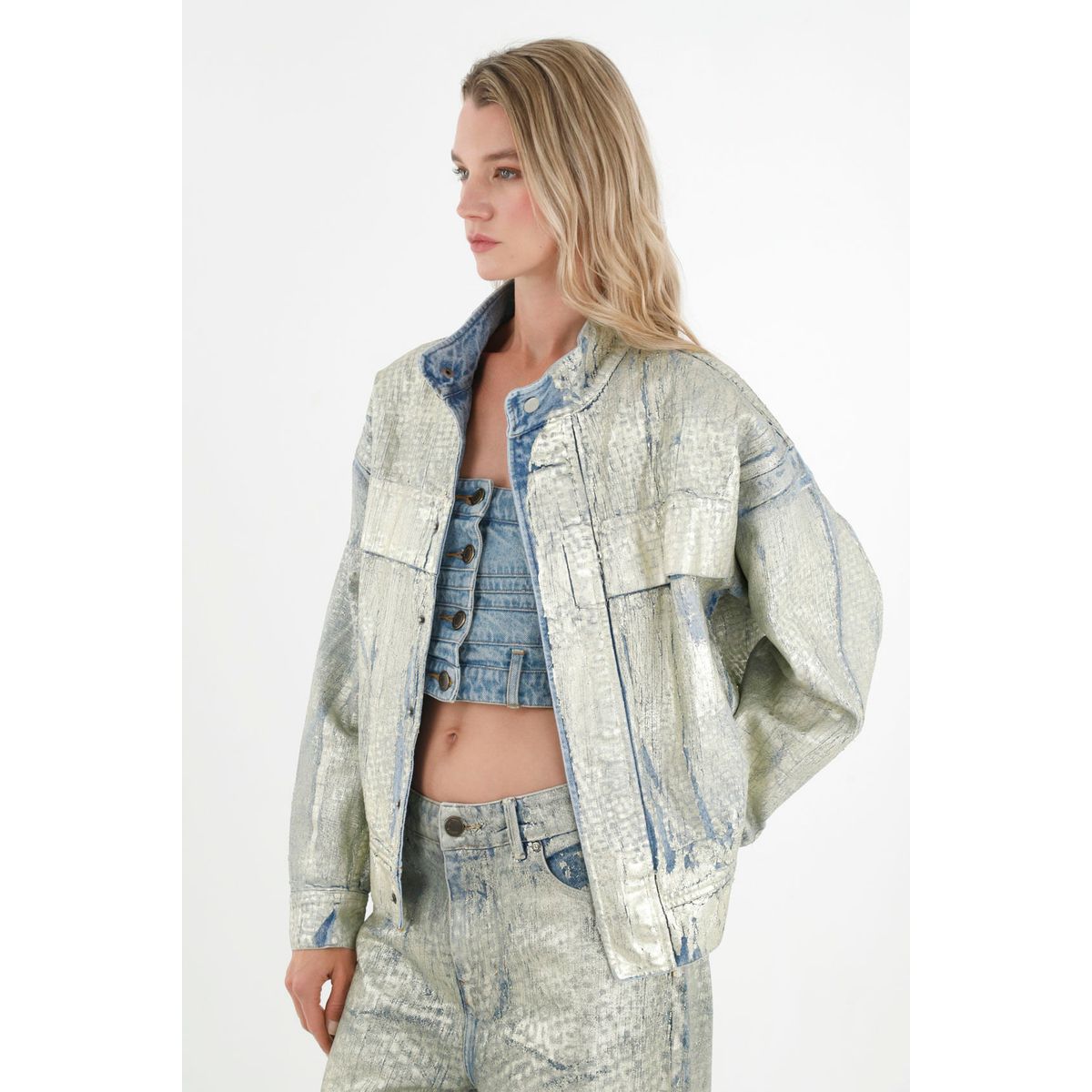 TENNIS - Chaqueta efecto metalizado oversize para mujer