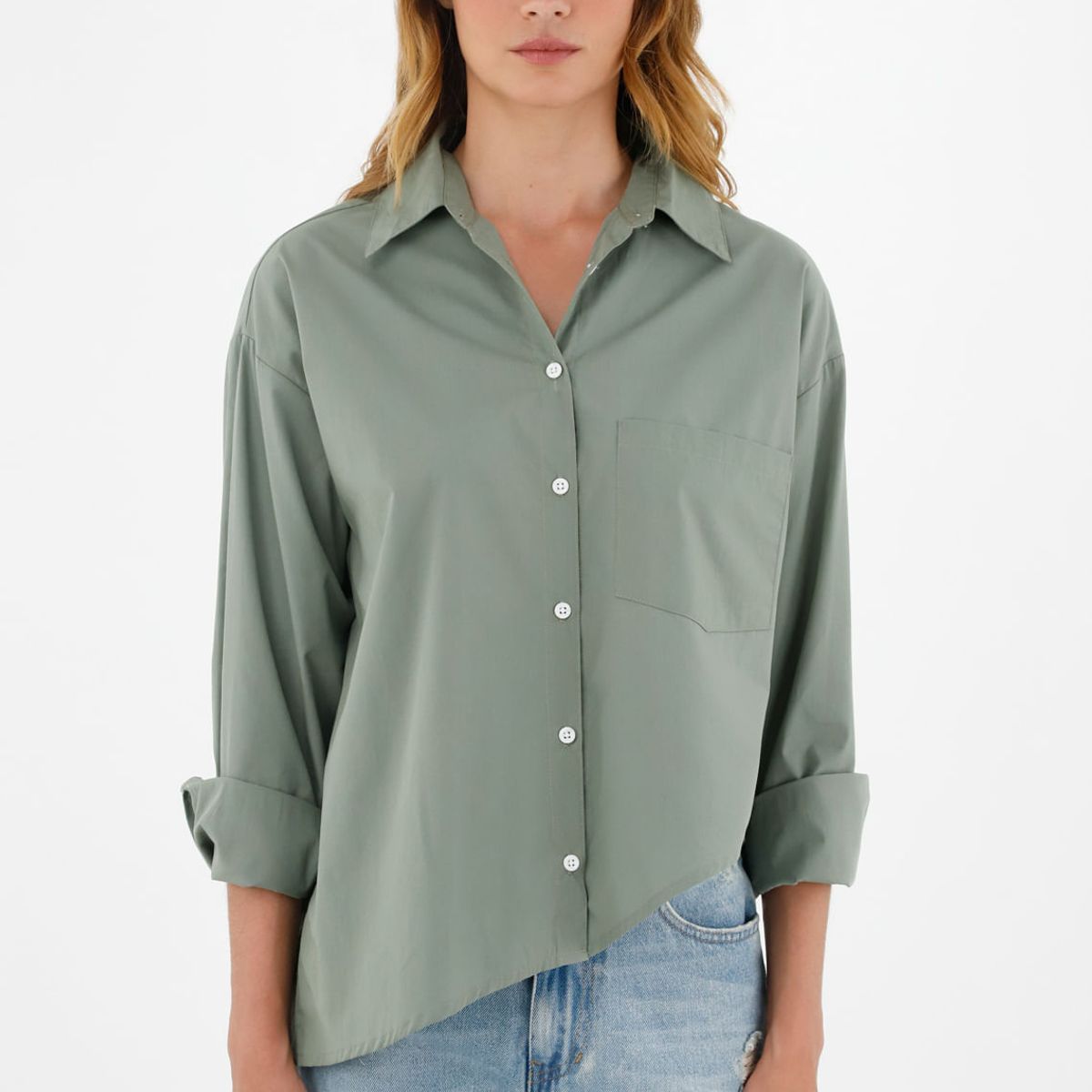 TENNIS - Camisa manga larga verde para mujer