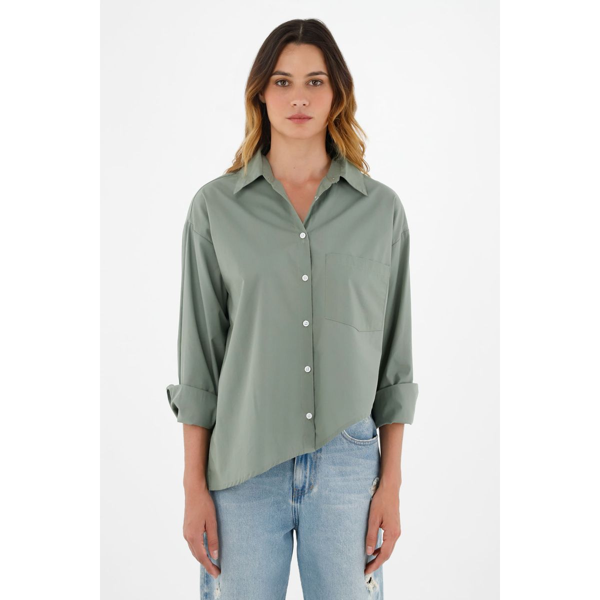 TENNIS - Camisa manga larga verde para mujer