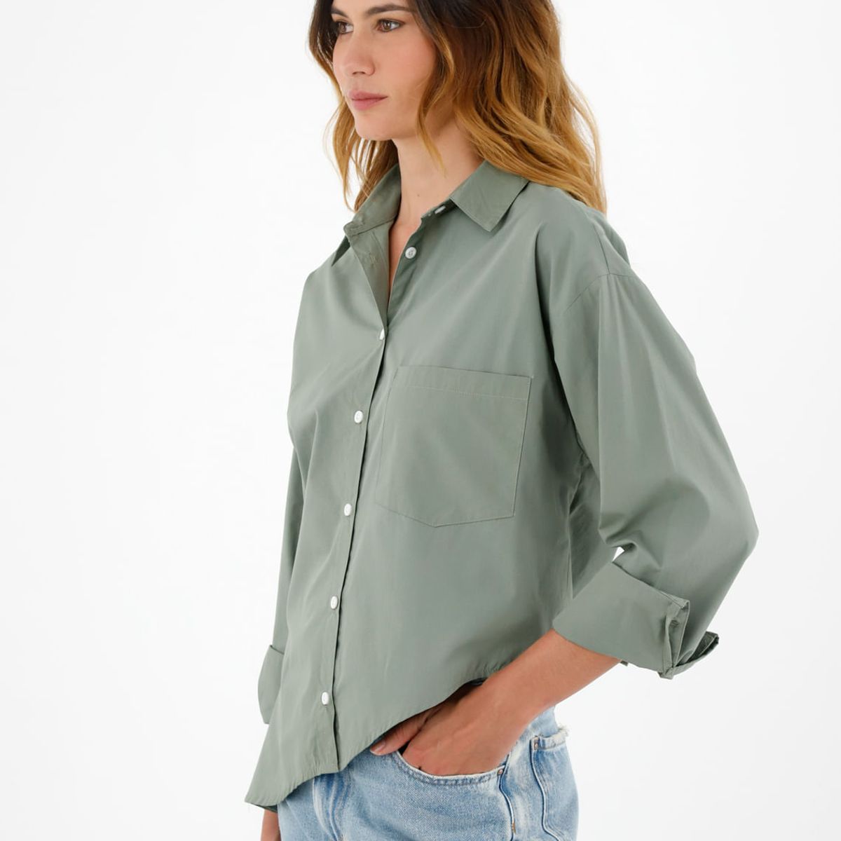 TENNIS - Camisa manga larga verde para mujer