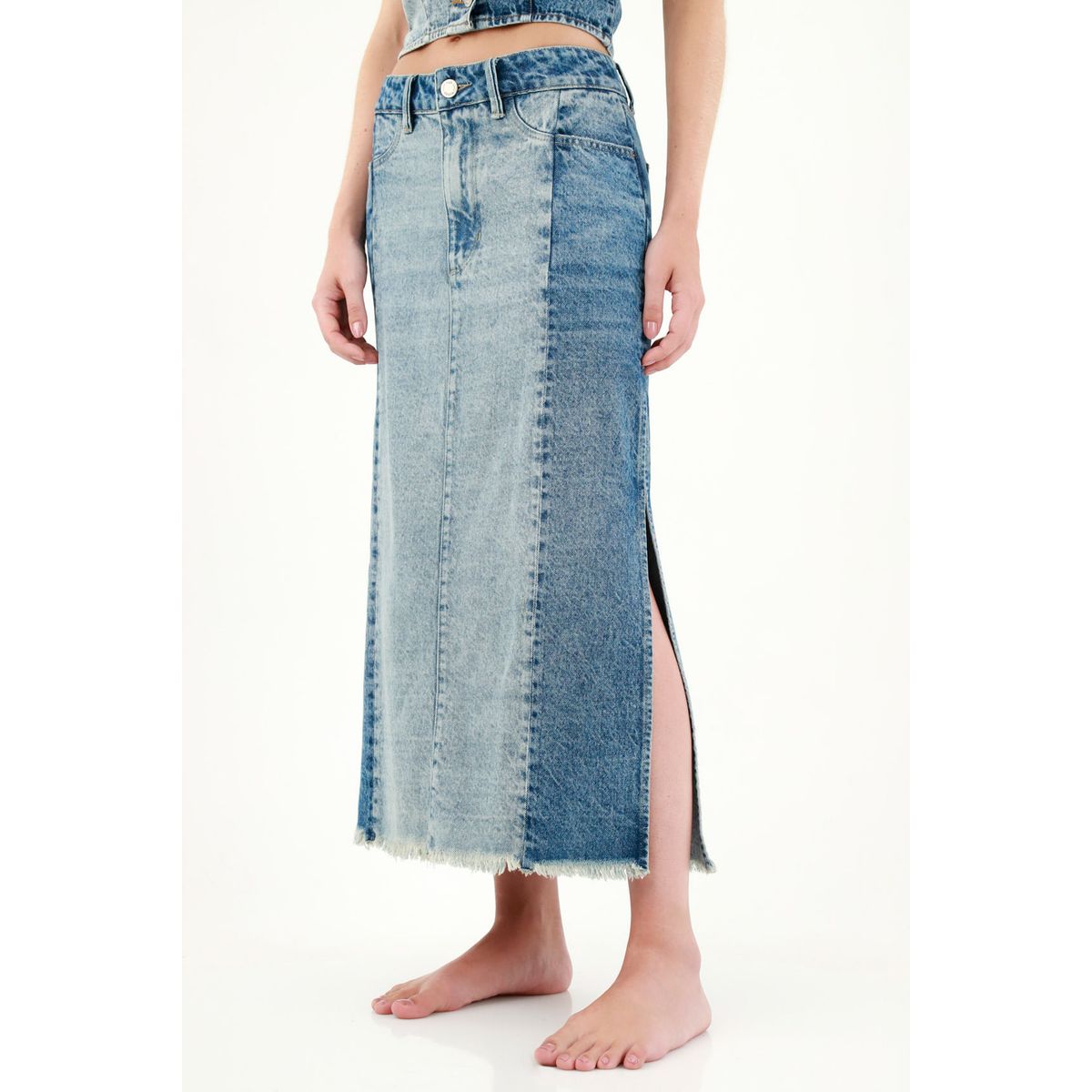 TENNIS - Falda con ruedo desflecado azul para mujer