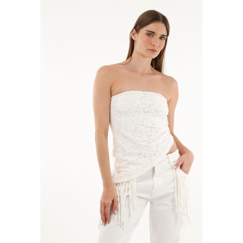 TENNIS - Camisa strapless tipo encaje para mujer