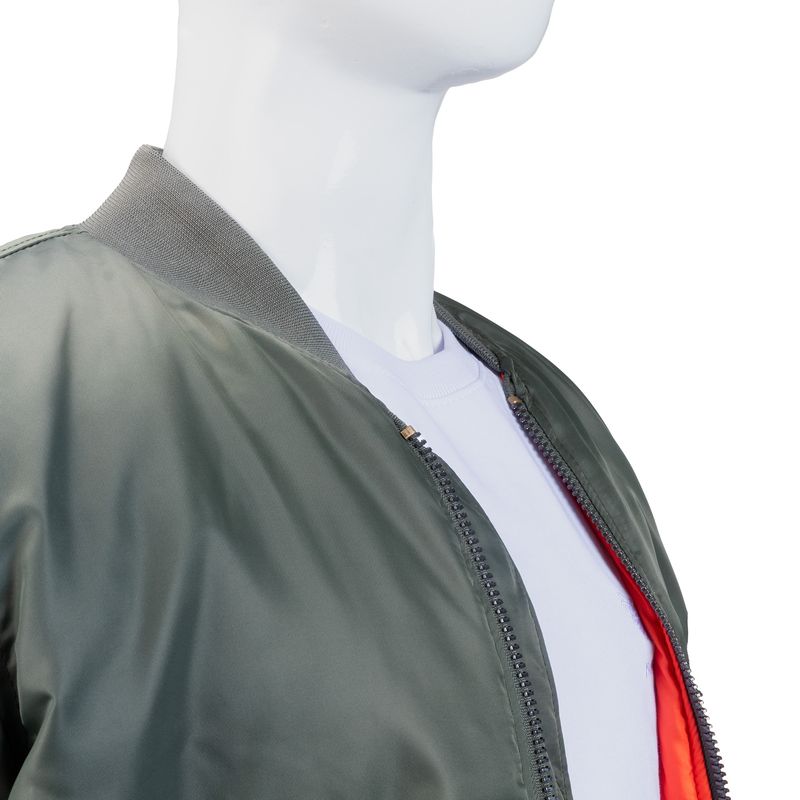 ALMA DE AVIADOR - Chaqueta Super Nylon Cuello Lana Hombre Verde Militar Alma de Aviador