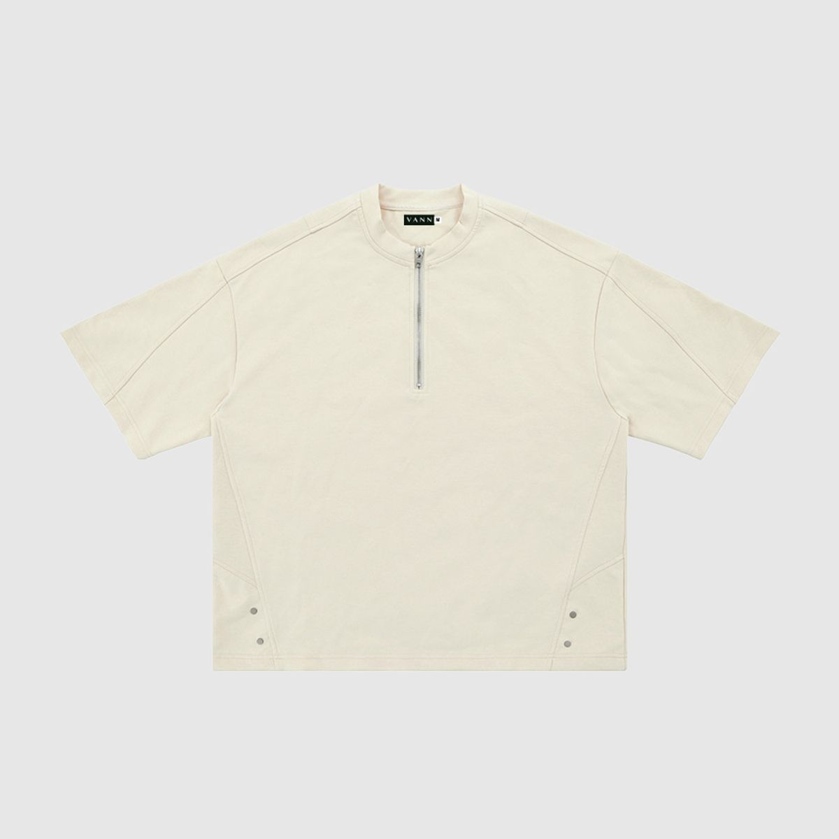 VANN - Camiseta Para Hombre En Algodón Halfzip T-shirt Marfil