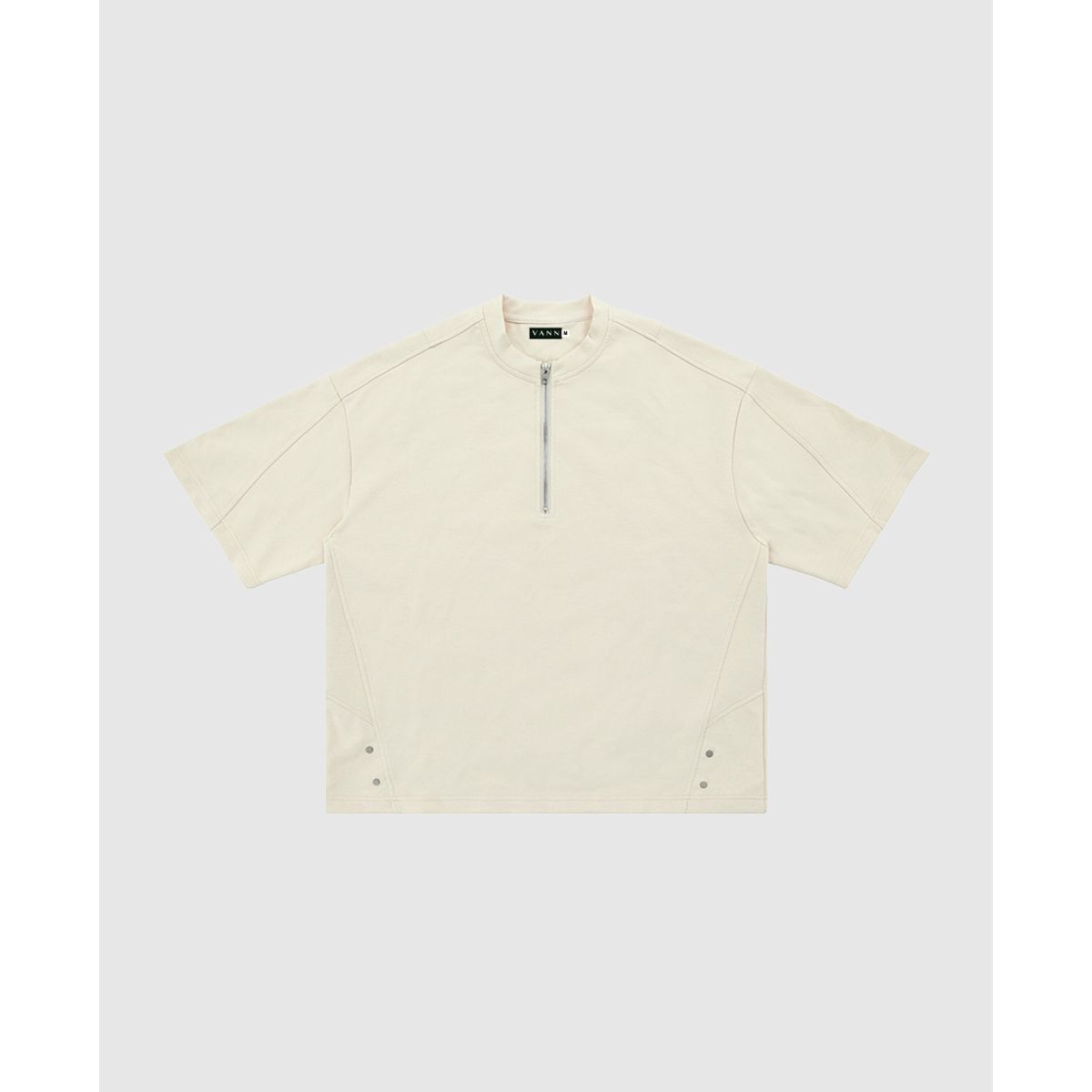 VANN - Camiseta Para Hombre En Algodón Halfzip T-shirt Marfil