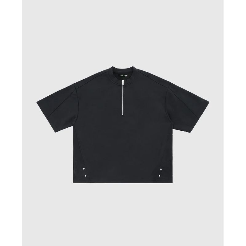 VANN - Camiseta Para Hombre En Algodón Halfzip T-shirt Negro