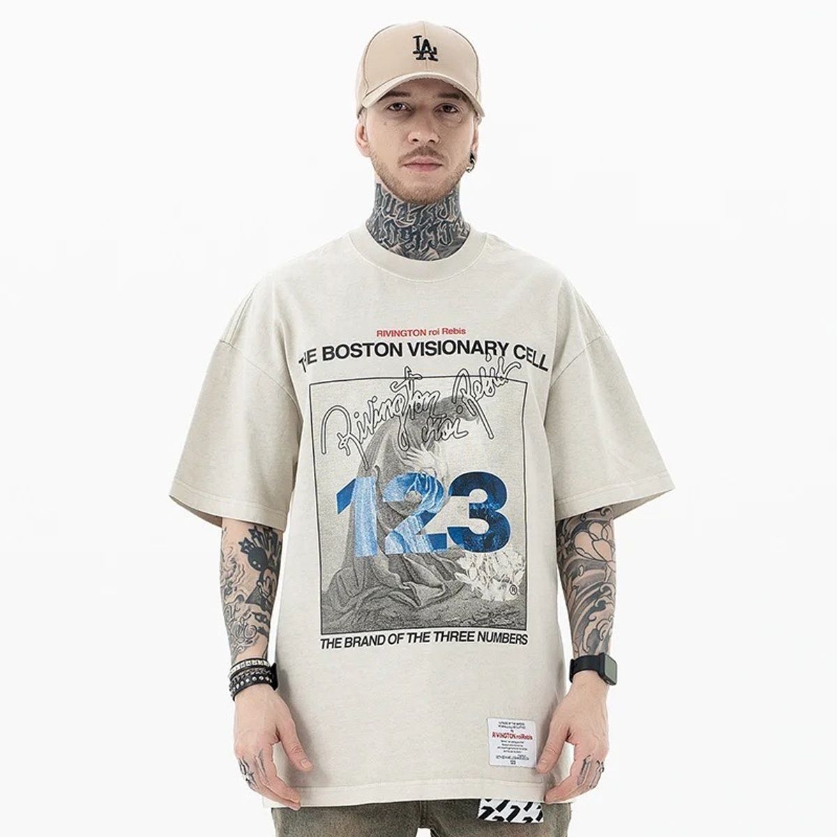 VANN - Camiseta para Hombre En Algodón Boston T-shirt Crudo