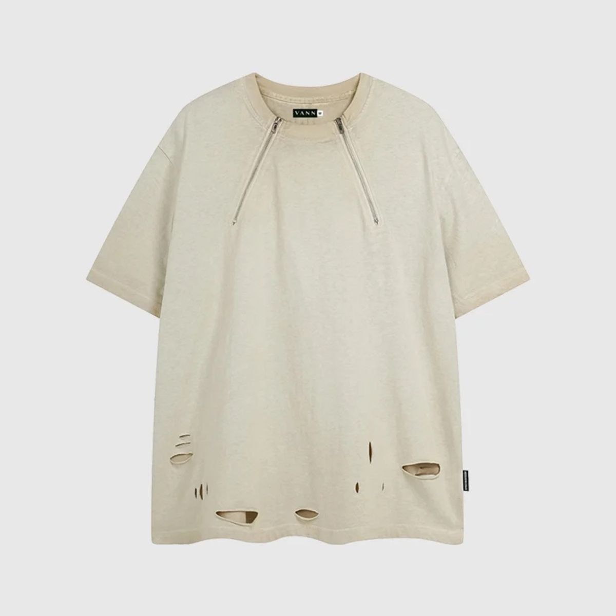 VANN - Camiseta para Hombre En Algodón Raw T-shirt Crudo