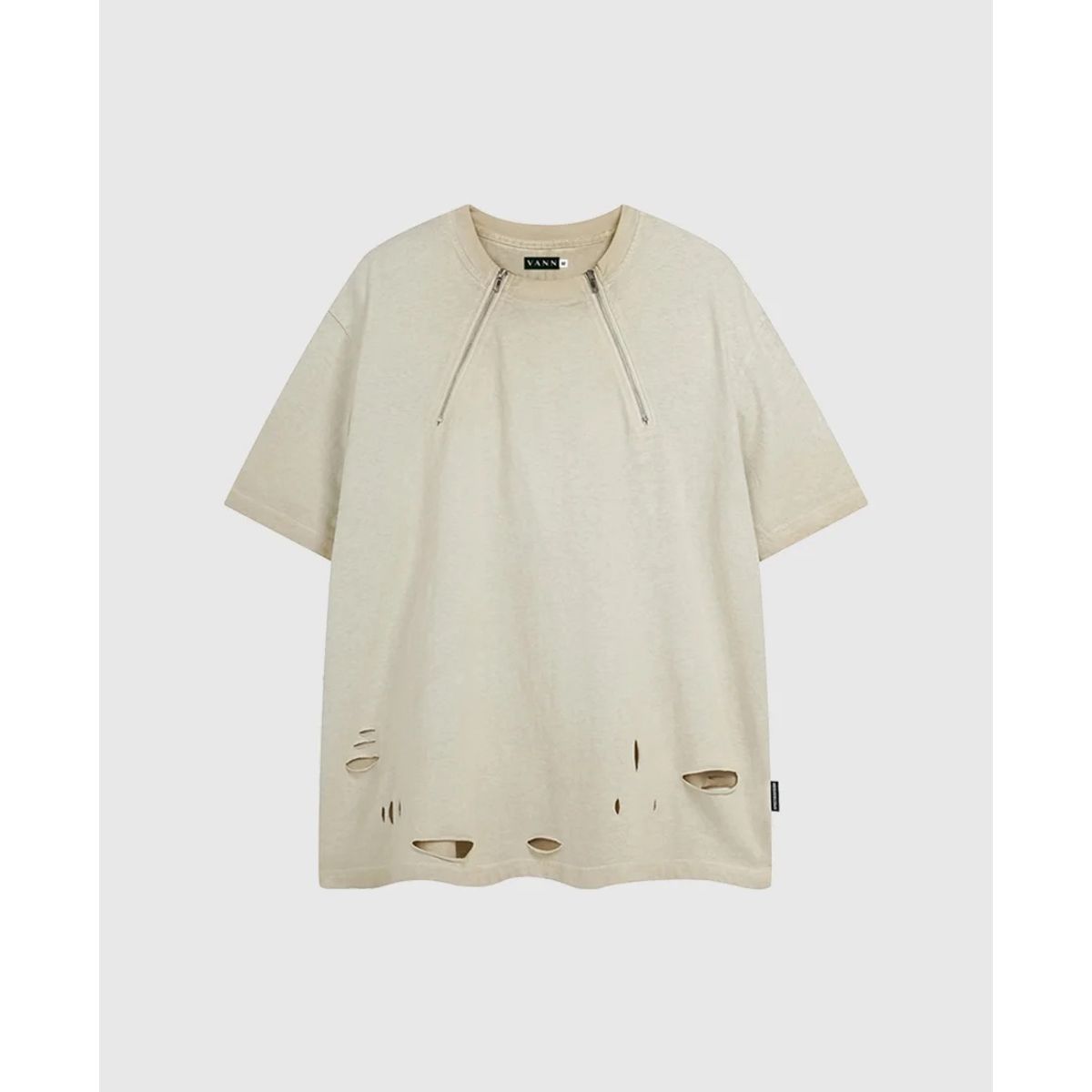 VANN - Camiseta para Hombre En Algodón Raw T-shirt Crudo